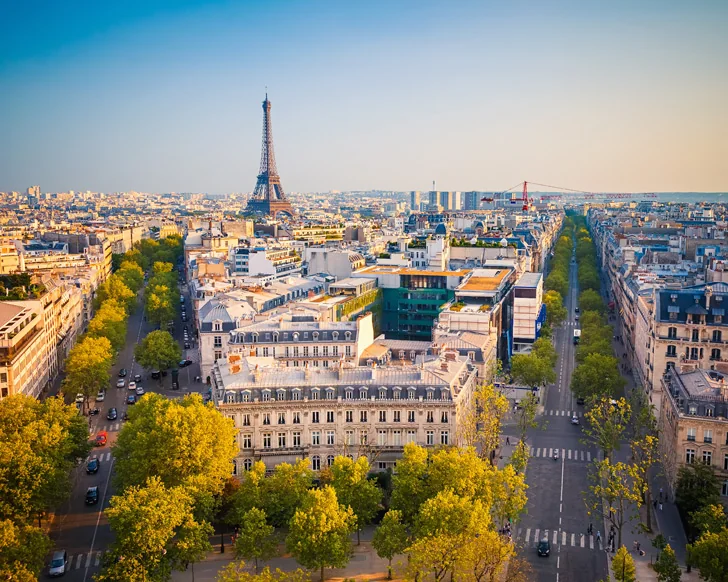 The Eiffel Tower above Paris