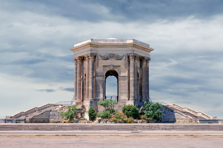 Photo du château d'eau à la promenade du Peyrou à Montpellier