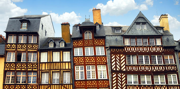 Maisons à colombages à Rennes, Bretagne